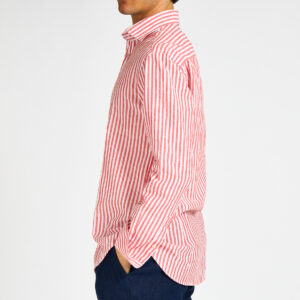 camicia lino rigata corallo Bastoncino