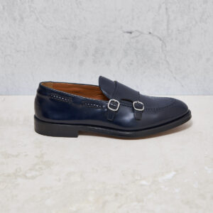 Mocassino Doucal's pelle doppia fibbia blu