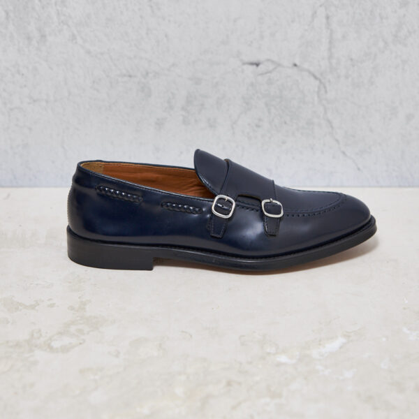 Mocassino Doucal's pelle doppia fibbia blu
