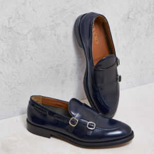 Mocassino Doucal's pelle doppia fibbia blu