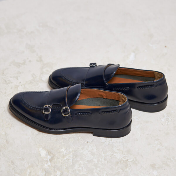 Mocassino Doucal's pelle doppia fibbia blu