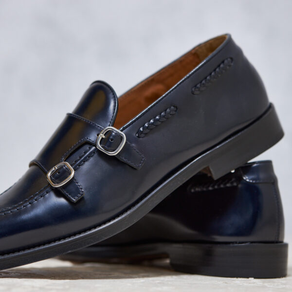 Mocassino Doucal's pelle doppia fibbia blu