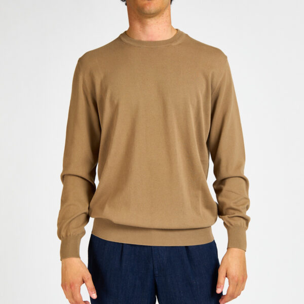 maglioncino girocollo manica lunga cotone kangra blu marrone