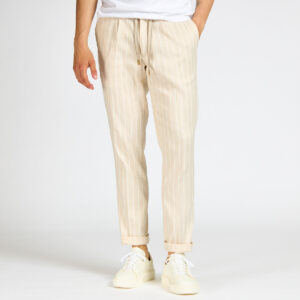 pantalone laccio devorè beige gessato