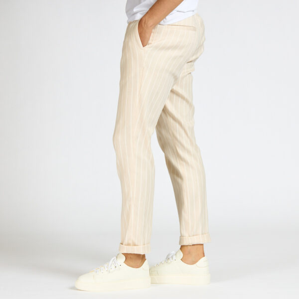 pantalone laccio devorè beige gessato