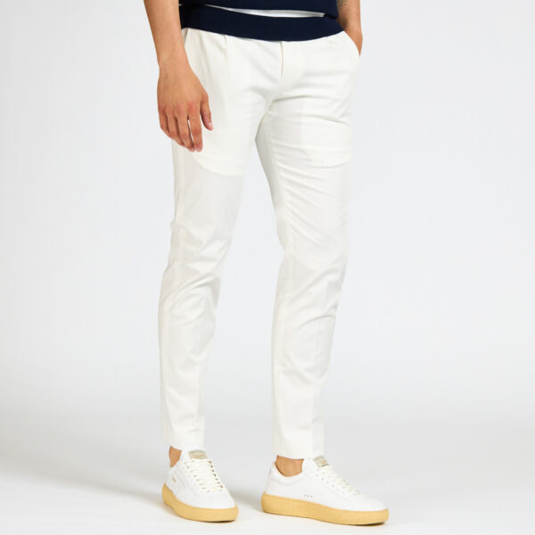 pantalone pt torino pence cotone modello dieci bianco beige