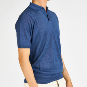 polo filippo de laurentiis lino blu beige