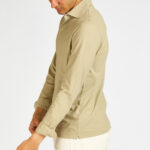 polo manica lunga filippo de laurentiis cotone crepe beige verde bosco