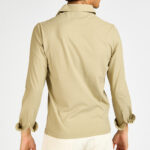 polo manica lunga filippo de laurentiis cotone crepe beige verde bosco