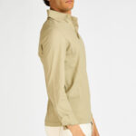 polo manica lunga filippo de laurentiis cotone crepe beige verde bosco