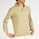 polo manica lunga filippo de laurentiis cotone crepe beige verde bosco
