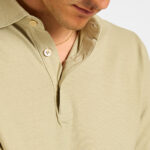 polo manica lunga filippo de laurentiis cotone crepe beige verde bosco